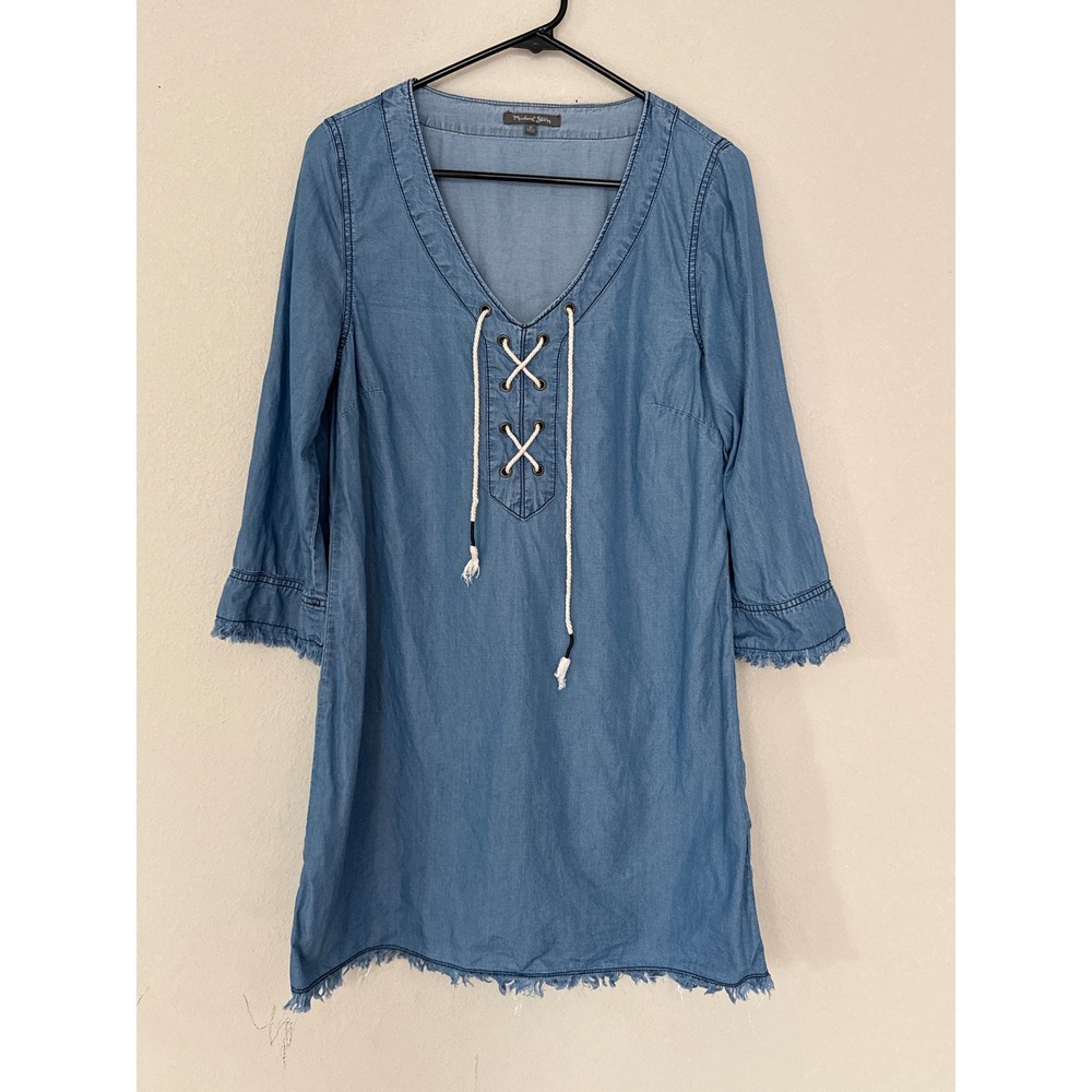 Michael Stars Women's Chambray Dress Size Medium Nautical Coastal Lagenlook